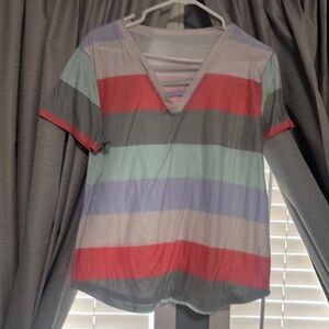 Amazon Multicolor Striped V-Neck Tee